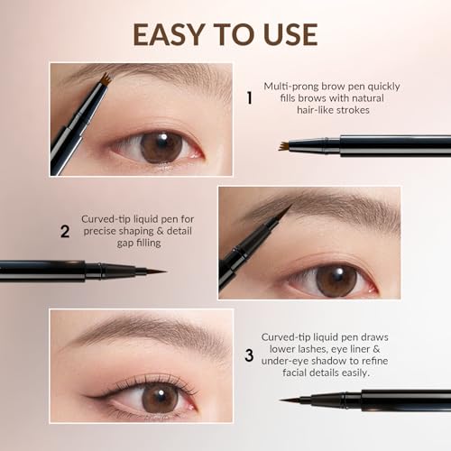 Microblading Eyebrow Pen 2-in-1 Dual-Tip Waterproof Brown