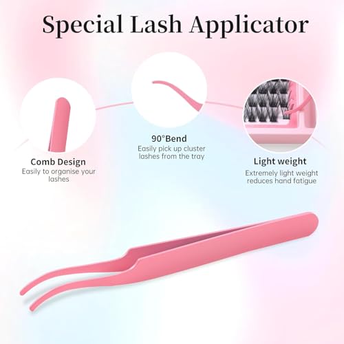 Cluster Lashes Extension Kit with Applicator - 392pc D Curl