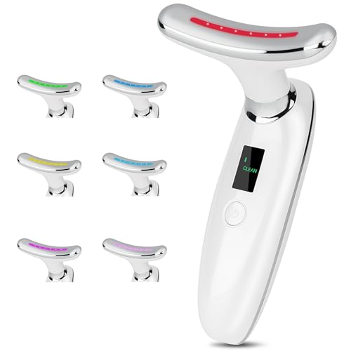 VRAIKO Lilac 7-in-1 Beauty Massager for Face and Neck - Jawline Lifting & Firming - Face Lymphatic Drainage Massager for Anti Aging Wrinkle, Forehead Lines, and Dark Circles, White