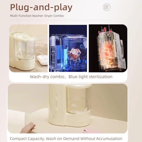 Portable 2-in-1 Makeup Brush Cleaner ? Mini Multi-Function Cleaner for makeup brushes, intimate apparel, and various beauty accessories. USB-powered for efficient small-item washing. (Beige)