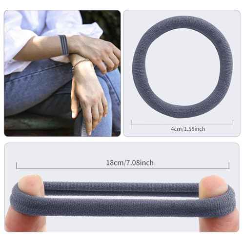 100PCS Hair Ties High elastic Women¡®s hair bands Seamless Thick color mixed Hair Band Elastic Hair Ties Hold hair without damage Ponytail Holder (Black-White-Red mixed)