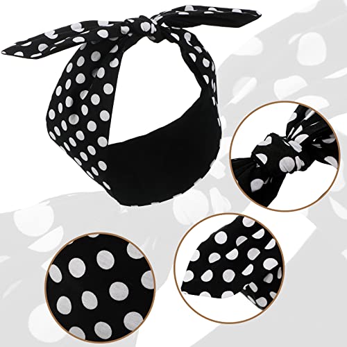 Hicarer Polka Dot Wired Headband with Bow – Adjustable Black Dots Hair Accessory