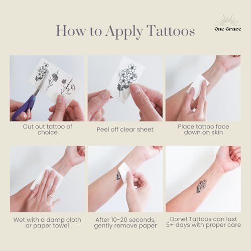 One Grace Small Butterfly Temporary Tattoos - Realistic Black and White Butterflies and Celtic Butterfly Long Lasting Tattoos for Men and Women