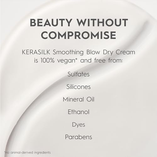 Kerasilk Smoothing Blow Dry Cream for Frizz Control & Heat Protection, Vegan & Sulfate Free, 150ml