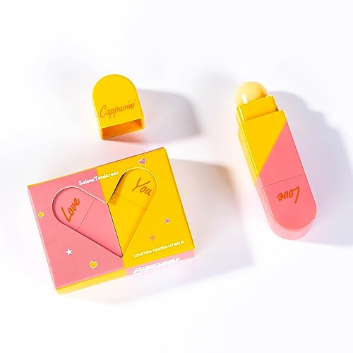 SeleneTenderaes Heart Shaped Dual-use Deformable Lip Balm Stick - Honey,One end is colorless, while the other end is pink can be used as makeup, lipstick Peach. Repair, Keep Lips Moisturized, Gifts