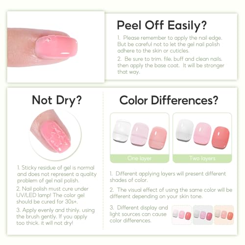 PEACECOLOR Green Jelly Gel Polish Set - 6 Colors 10ML