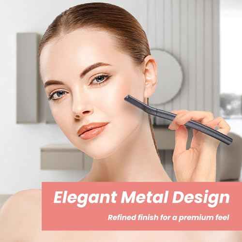 Facial Razor for Women with 20 Refill Blades, Eyebrow Razor and Dermaplaning Tool for Face Exfoliation & Peach Fuzz Removal, Precision Eyebrow Trimmer with Reusable Metal Handle ? Black