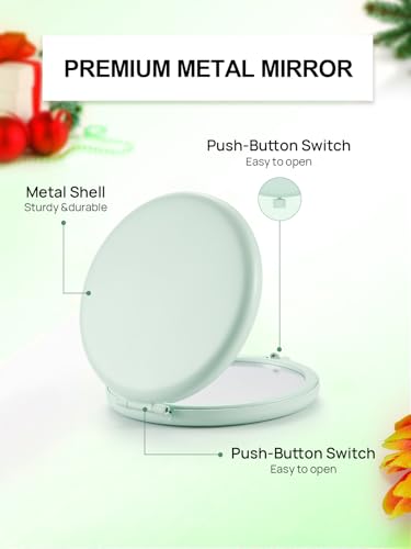 Getinbulk Compact Pocket Mirror with 1x/2x Magnification - Cyan