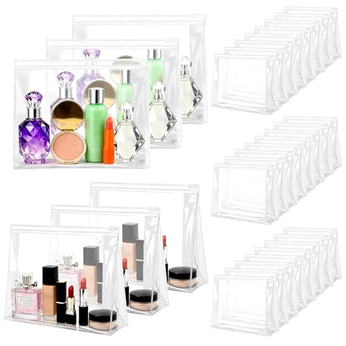 60 Pieces Plastic Mini Clear Makeup Bag Small Clear Zipper Pouches Waterproof clear toiletry bags for traveling