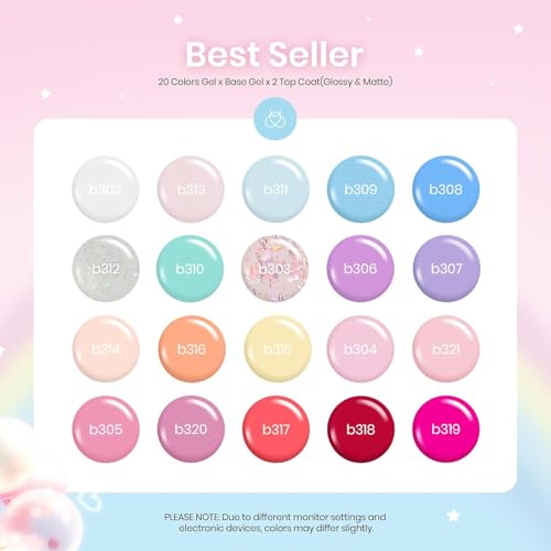 Beetles Awakening Alice Pastel Gel Nail Polish Set with Base & Matte Top Coat
