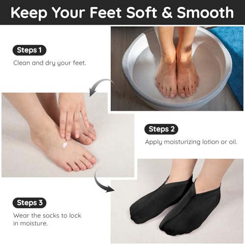 Segbeauty 12 Pairs Black Moisturizing Cotton Sleep Socks for Cracked Heel Repair