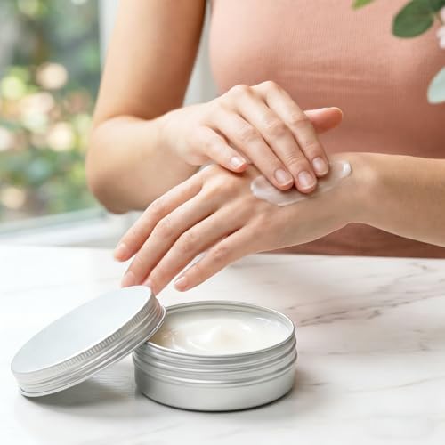 Silver 2 oz Aluminum Salve Tin with Lid - Pack of 100, Screw Top Container