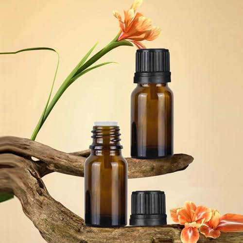 24 Pack 10ml Amber Glass Essential Oil Bottles with Dropper