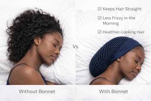 Large Black Mesh Hair Net Wrap with Headband - No Marks