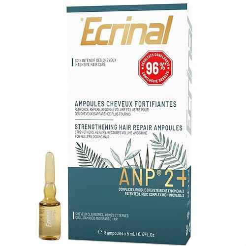 Ecrinal ANP2 Hair Growth Ampoules for Men - Strengthening & Repairing Ampoules - Intensive Hair Care for Thinning, Dull, Damaged Hair - ANP 2+ Complex with Omega 3 | Pack 8