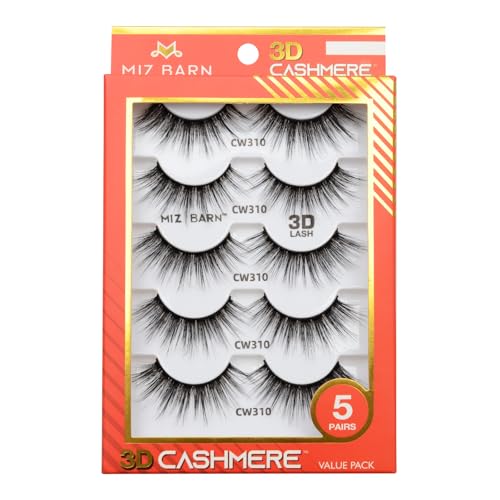 Miz Barn 3D Cashmere False Eyelashes - 5 Pairs Pack