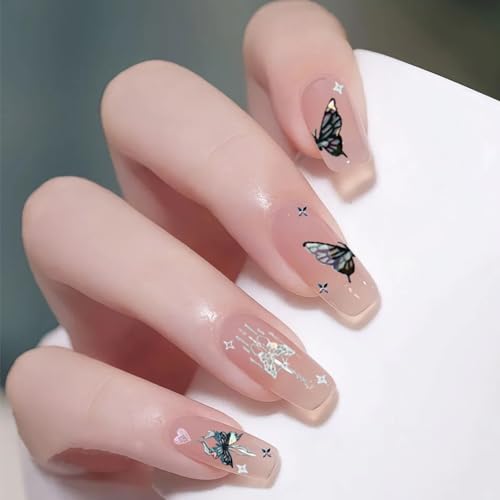 8pcs Metallic Silver Butterfly Nail Stickers 3D Laser Black Butterfly Nail Decals Aurora Butterfly Nail Art Stickers Pink Butterfly Stickers for Nails DIY Butterflies Nail Sticker Women Nail Supplies