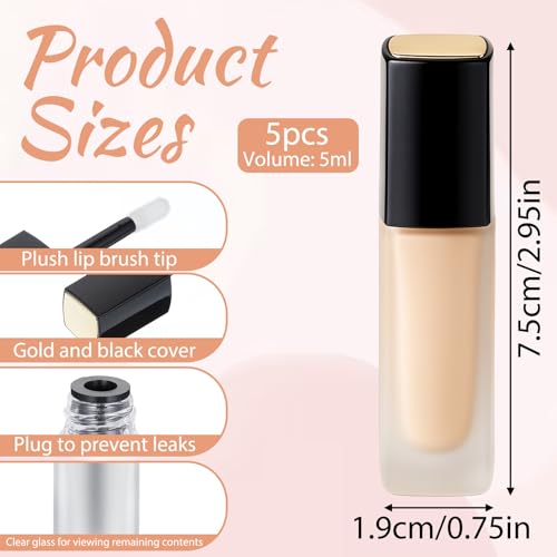 5ml Frosted Glass Lip Gloss Tubes with Wands & Stoppers