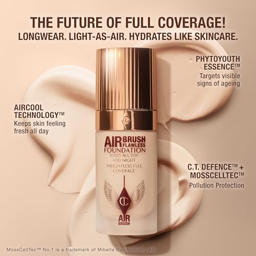 Charlotte Tilbury Airbrush Flawless Matte Foundation - Full Coverage Liquid Makeup with a Natural-Matte Finish - Smoothes & Blurs Pores - Waterproof & Transfer Resistant - 10 Neutral