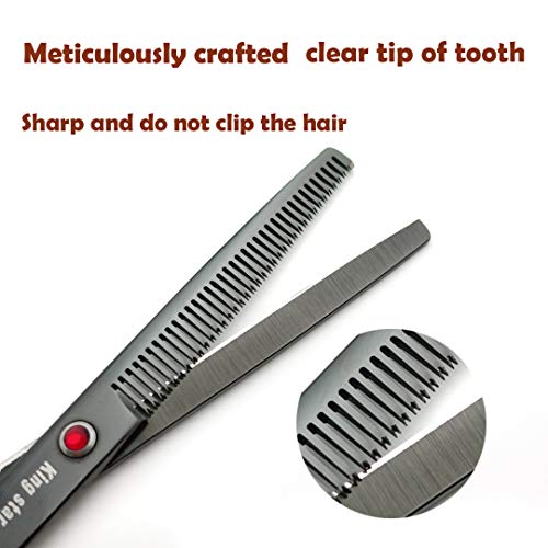 KINGSTAR 7.0in Titanium Dog Grooming Scissors Set Bright Black - Professional 4pcs