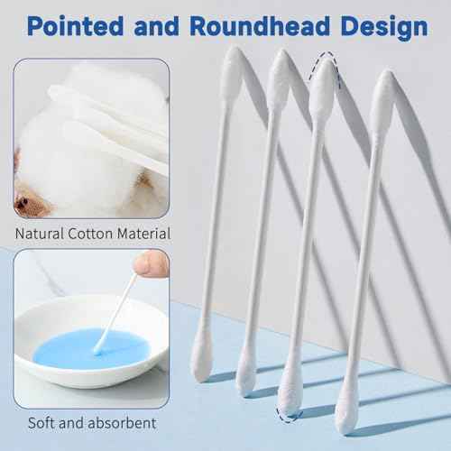 Pointed Tip Cotton Swabs, 800 Count Double Precision Tips Cotton Swabs Round Head Cotton Buds with Paper Stick, Cotton Buds for Makeup