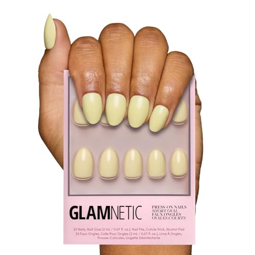 Glamnetic Pastel Yellow Press On Nails - Short Oval 30pc Kit