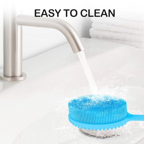 MateeyLife Silicone Body Scrubber Exfoliator with Handle, Gentle Back Scrubber for Shower, Shower Brush for Body, Bath Back Brush for Shower, Silicone Loofah Body Scrubber, Bath Scrubber for Body