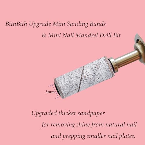100pcs Zebra Nail Sanding Bands & Mandrel Bit - 80 Grit Coarse