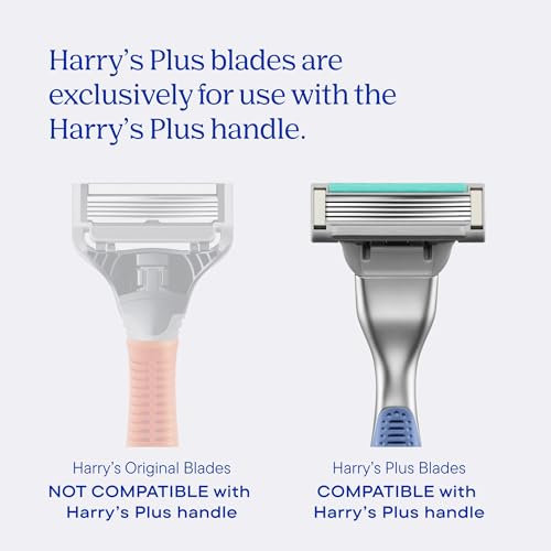Harry's Plus Razor Value Pack - Premium Handle and 9 Razor Blade Cartridges - Advanced Pivoting System - Shaving Kit for Men - Tide