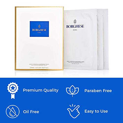 Borghese Deep Hydration Hand Sheet Masks - Anti-Aging Moisture (3 Pairs)
