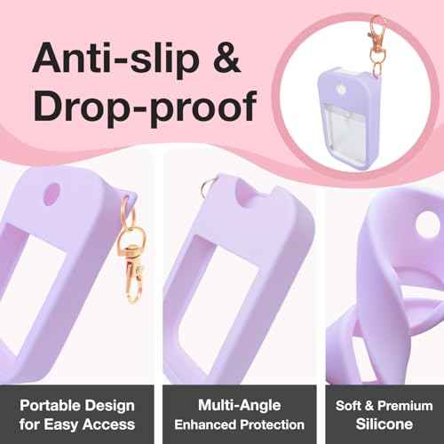 5 PCS Soft Silicone Case for Touchland Power Mist (1FL. OZ./30 mL), Protective and Stylish Case with Keychain Compatible with Touchland Hand Sanitizer Spray (Orange/Red/Purple/Black/White)