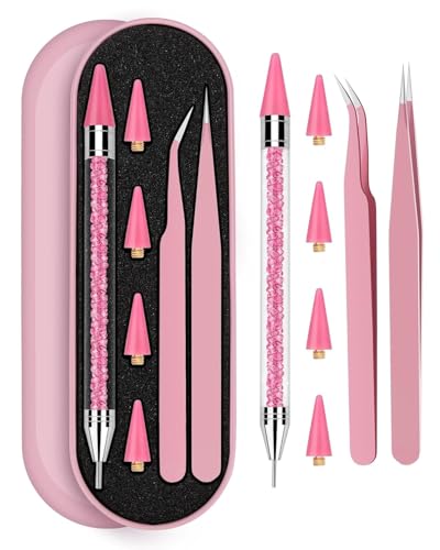 Difenni Dual-Head Rhinestone Picker Pen Set with Wax Tips & Tweezers