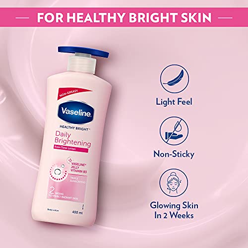 Vaseline Healthy Bright, Daily Brightening Daily Moisturizer, 400 ml, for Glowing Skin, with Vitamin B3, Visibly Radiant Skin in 2 Weeks, Lightweight.