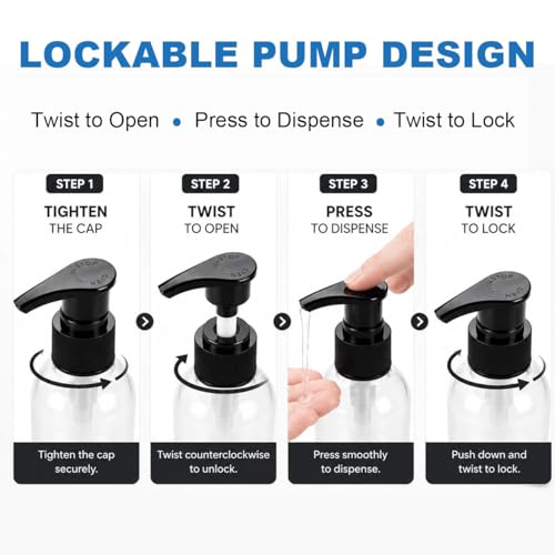 3 Pack 5oz (150ml) Clear Lotion Dispenser Bottles with Locking Pump – Jansburg