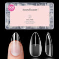 Medium Almond Soft Gel Nail Tips - Pre-Etched Clear Full Cover (600 Pcs)