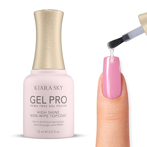 Kiara Sky HEMA-Free No-Wipe Gel Top Coat - High Gloss UV/LED, 0.5 fl oz