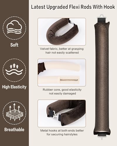 Heatless Hair Curling Rod Set with Satin Scarf - Velvet Overnight Rollers