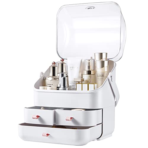 SUNFICON Makeup Organizer Holder Cosmetic Storage Box with Makeup Tray Holder Organizer Cosmetic Display Case