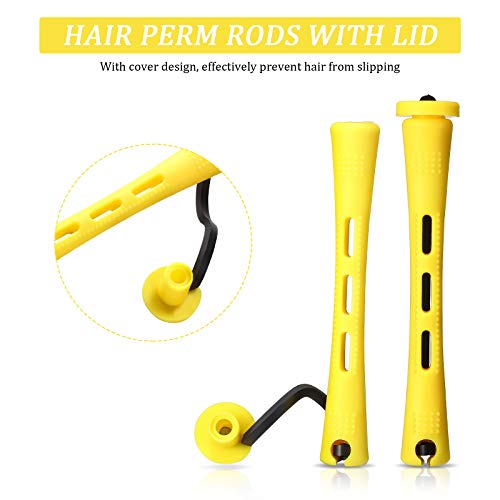 60 Pcs Yellow Hair Perm Rods 0.28 Inch Curling Rollers for Styling