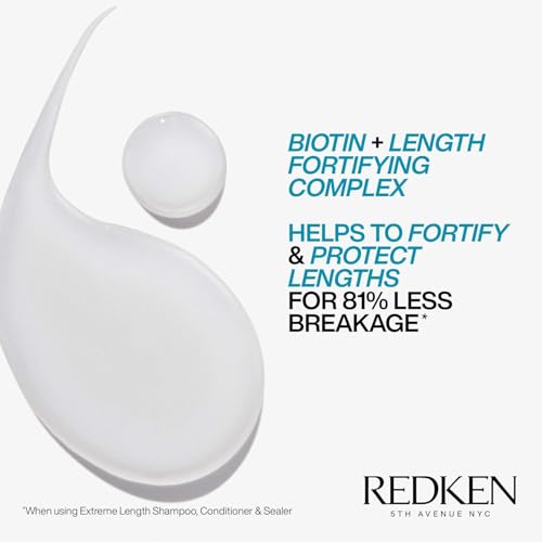 Redken Extreme Length Biotin Conditioner For Longer Hair ? Promotes Healthy Hair Growth, Strengthens & Detangles Damaged Hair, Infused With Biotin & Castor Oil?