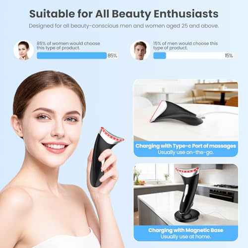 7-in-1 LED Neck Beauty Device, Facial Sculpting Tool of Face Lifting Device with Adjustable Vibration and Thermals for Wrinkles Neck and Face Massager for Home Use