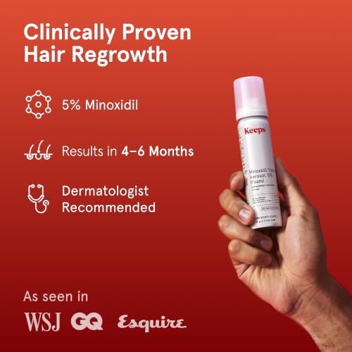 Keeps Minoxidil Foam 5% for Men - 3-Month Hair Regrowth Treatment, Thicker Fuller Hair Support