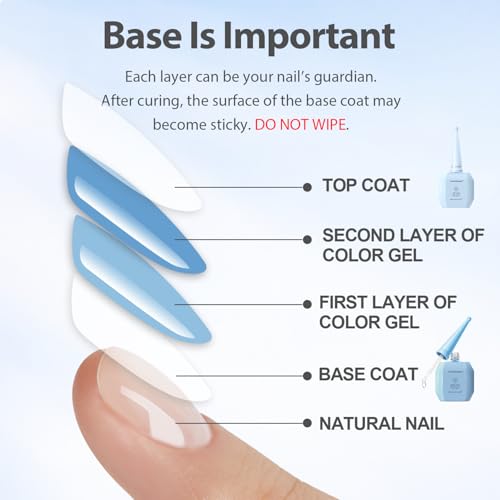 AZUREBEAUTY 18ml Gel Base & Top Coat Set - No Wipe High Gloss