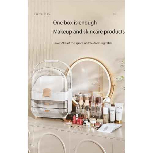 Makeup and Skincare Organizer with Multiple Compartment - Stylish & Portable Makeup Organizer Box ? Perfect Skin Care Holder for Vanity, Desk, & Bathroom - Ideal for Lipsticks, Brushes, & More