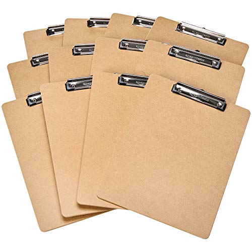 Amazon Basics Hardboard Office Clipboard, 12-Pack, Brown