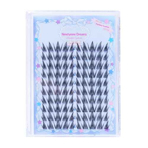 Ninetynine Dreams 100PCs Fantasy Lashes Manhua Anime DIY Spiky Lash Clusters 10-16mm C+ Curl Beginner Friendly Lightweight & Reusable Individual Waterproof Eyelashes Thin Comfortable Band