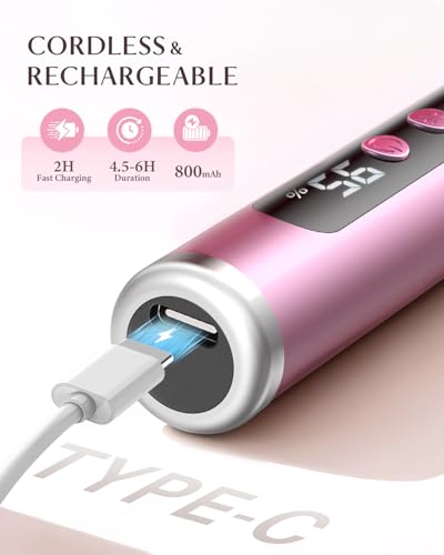 Cordless Electric Nail Drill Kit - 13-in-1 Manicure Tool with LED Display