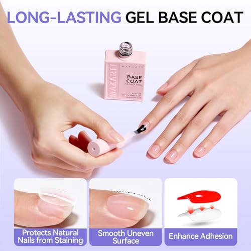 Makartt Gel Base and Top Coat Set - No Wipe Diamond Shine Gel Polish 15ml