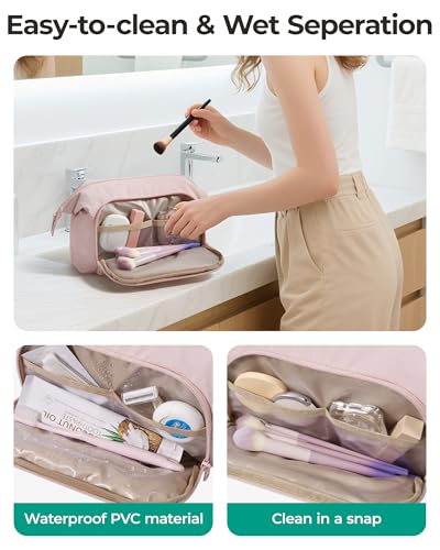 BAGSMART Travel Makeup Bag with Wide-Open Design & Organizer Pockets