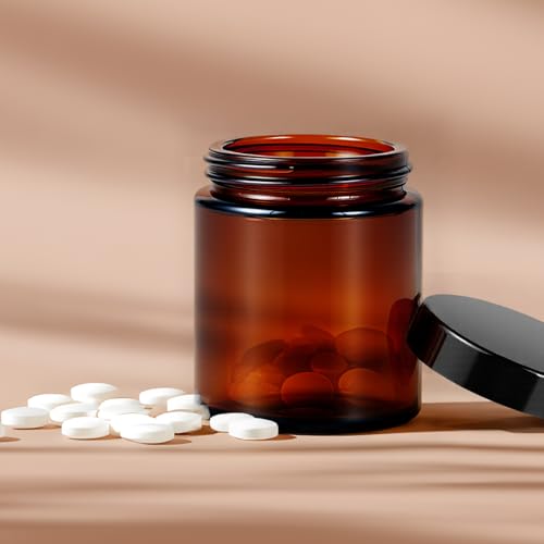4oz Amber Glass Jars with Lids, 2 Pack - Airtight Travel Containers